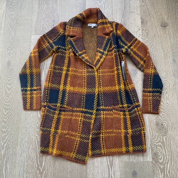 Absolutely Famous Sweaters - Absolutely Famous plaid open-front cardigan